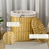 Afbeelding van HOMCOM - Rieten Wasmand met Deksel en Afneembare Waszak