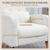 Afbeelding van HOMCOM Loungestoel met lendenkussen, fleece stof, houten poten, wit, voor woonkamer en slaapkamer