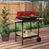 Afbeelding van Outsunny Houtskoolgrill van metaal, 103L x 47B x 95H cm, rood, met pijnboomhout