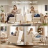 Afbeelding van Homcom Fauteuil van polyester en rubberhout - 103L x 80B x 88H cm - Crèmewit