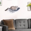 Afbeelding van PawHut Kattenbed met wandplank en pluchen bekleding, bruin MDF