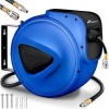 Afbeelding van TRESKO® 15 m Automatische Oprolbare Persluchtslanghaspel met Wandhouder Grijs