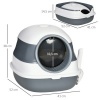Afbeelding van PawHut Opvouwbaar Kattentoilet met Klapdeur en Dakraam, 52 x 41 x 38 cm, Grijs/Wit