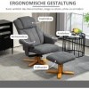 Afbeelding van HOMCOM Relaxfauteuil met Ottoman - Donkergrijs, 79L x 80B x 104H cm