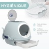 Afbeelding van PawHut Draagbare kattenbak met uitschuifbaar toilet, schuifdeur en dakraam, blauw