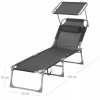 Afbeelding van Ligbed Antraciet 53x193cm, 150kg draagvermogen, opklapbaar met kap