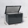 Afbeelding van Outsunny Metalen Tuinbox 295L Waterdicht en Afsluitbaar met Handvatten en Wielen Donkergrijs