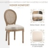 Afbeelding van HOMCOM Eetkamerstoel - Polyester, Rubberhout - 49L x 56B x 96H cm - Crèmewit + Natuurlijk