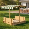 Afbeelding van Outsunny Kinderen Zandbak van Dennenhout, 106x106x115 cm, Lichtbruin, Groen en Wit