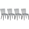 Afbeelding van HOMCOM 4-delige set eetkamerstoelen, grijze velvet eetstoelen met rugleuning