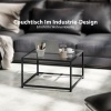 Afbeelding van HOMCOM Salontafel van gehard glas en staal, 68x68x39 cm, zwart