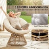 Afbeelding van Outsunny Draaibare Rotanstoel - Crèmewit, 93L x 81B x 87H cm, Staal en PE-rotan