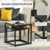 Afbeelding van HOMCOM set van 2 bijzettafels, vierkante salontafels met glazen blad, zwart staal