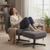 Afbeelding van Homcom Accent Stoel met Poef - Polyester - 91L x 68B x 93H cm - Donkergrijs