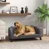 Afbeelding van PawHut - Hondenbank met Rugleuning - Zachte Bekleding - Grijs