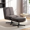 Afbeelding van Homcom Accent Stoel met Poef - Polyester - 91L x 68B x 93H cm - Donkergrijs