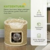 Afbeelding van PawHut Kratztonne 37 cm, kattenhuis met deur en 2 niveaus, sisal, voor katten tot 5 kg, khaki