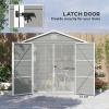 Afbeelding van Outsunny kunststof tuinhuisje 2,4 x 1,8 m met ventilatie en afsluitbare deur, lichtgrijs