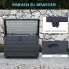 Afbeelding van Outsunny Metalen Tuinbox 295L Waterdicht en Afsluitbaar met Handvatten en Wielen Donkergrijs