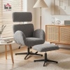 Afbeelding van HOMCOM Relaxfauteuil met Hocker Draaiende Loungestoel met Velours Grijs