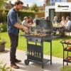 Afbeelding van Outsunny Gasbarbecue 5 kW, 2 branders, roestvrij staal, met zijtafel en thermometer