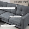 Afbeelding van HOMCOM hoekbank - polyester - schuim - donkergrijs