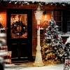 Afbeelding van Outsunny Verlichte Kerstdecoratie Staal en Polyester 44x44x215 cm Rood en Bruin