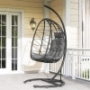 Afbeelding van Outsunny Rattan Hangstoel Zwart, Staal en PE-Rattan 102x102x195 cm