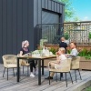 Afbeelding van Outsunny Rattan Tuinmeubelset - Acaciahout, PE-Rattan - 140L x 80B x 74H cm - Natuurlijk+Khaki