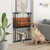 Afbeelding van PawHut Hondenhek 74-80 cm, trapbescherming met automatische sluiting, zwart staal