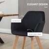 Afbeelding van HOMCOM Eetkamerstoel van Samt (100% Polyester), Gummihout - 54L x 57B x 80H cm - Zwart