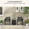 Afbeelding van Outsunny 3-delige rotan tuinset met kussens voor zwart balkon