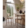 Afbeelding van VASAGLE Barkruk set van 2 met rugleuning, linnenlook, cappuccino-beige en walnoot