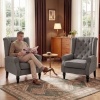 Afbeelding van HOMCOM Eenpersoonsstoel van polyester en hout - 74L x 86B x 102H cm - Donkergrijs
