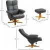 Afbeelding van HOMCOM Relaxfauteuil met Ottoman Hout en Kunstleer Donkergrijs 80x86x99 cm