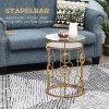 Afbeelding van HOMCOM Bijzettafel Set van Metaal en Gehard Glas 41x41x57 cm Goud
