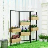 Afbeelding van Outsunny Tuin Bloembed van Dennenhout, Staal - 116L x 20B x 112H cm - Natuurhout