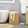 Afbeelding van HOMCOM Bamboe wasmand met deksel, 55L, uitneembare zak, voor badkamer en slaapkamer