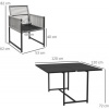 Afbeelding van Outsunny tuinset - 4 stoelen - staal - glas - zwart - lichtgrijs