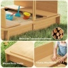 Afbeelding van Outsunny Kinderen Zandbak van Dennenhout, 106x106x115 cm, Lichtbruin, Groen en Wit