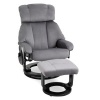 Afbeelding van HOMCOM massagefauteuil met kruk - fluweelachtig polyester, grijs, 76 x 80 x 102 cm
