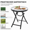 Afbeelding van Outsunny inklapbare bistrotafel met rond glazen blad Ø45 cm - zwart metaal