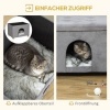 Afbeelding van PawHut 2-in-1 kattenhuis en poef met kussen, zacht en elegant ontwerp, grijs 60 x 45 x 44,5 cm