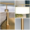 Afbeelding van HOMCOM vloerlamp E27 fitting voor woonkamer, slaapkamer of kantoor, metaal en linnen, goud/wit 153 c