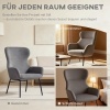 Afbeelding van HOMCOM Woningstoel met stalen poten, hoge rugleuning, donkergrijze relaxstoel