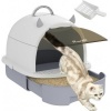 Afbeelding van Pawhut Kattenbak van Kunststof - 40,5L x 52B x 39H cm - Grijs
