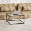 Afbeelding van HOMCOM Salontafel van gehard glas en staal, 68x68x39 cm, zwart