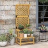 Afbeelding van Outsunny Bloemenstandaard Geel Vurenhout 60x50x166 cm