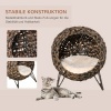 Afbeelding van PawHut kattenhuis met kussen, bruin, Ø 52 x 58 cm, verhoogde poten, PE-rotan