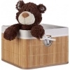Afbeelding van Bamboe opbergmand - stof - badkamer - 20x31x31 cm - voor speelgoed - opvouwbaar - bruin